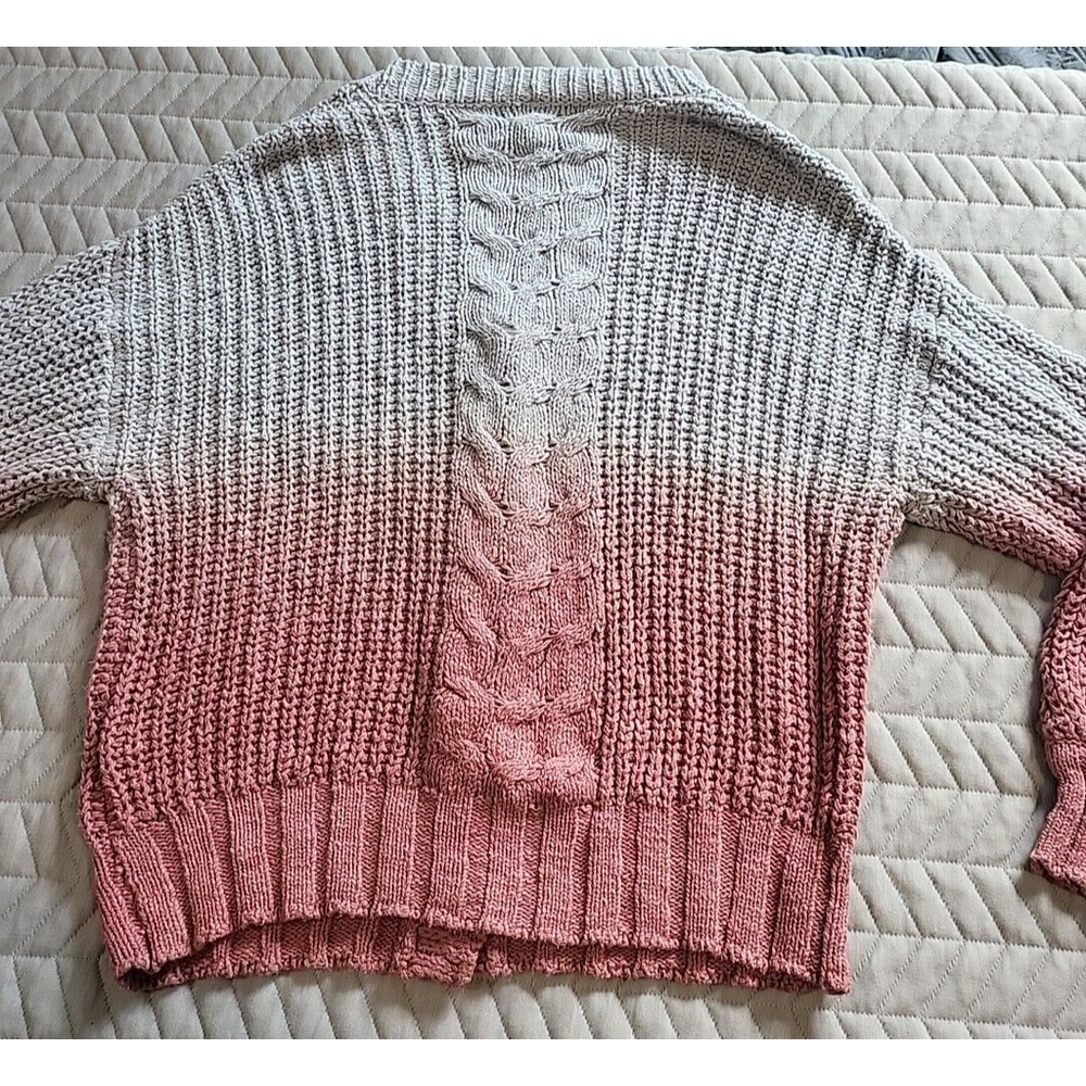 HelloNite Dip Dye Oversized Chunky Knit Sweater Cardigan Ombre Women's Size XS - Picture 8 of 16